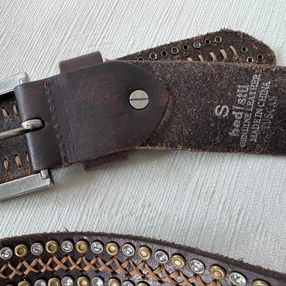 Bed Stu leather studded belt 🤎 Wide western / boho Y2K belt - Picture 7 of 7